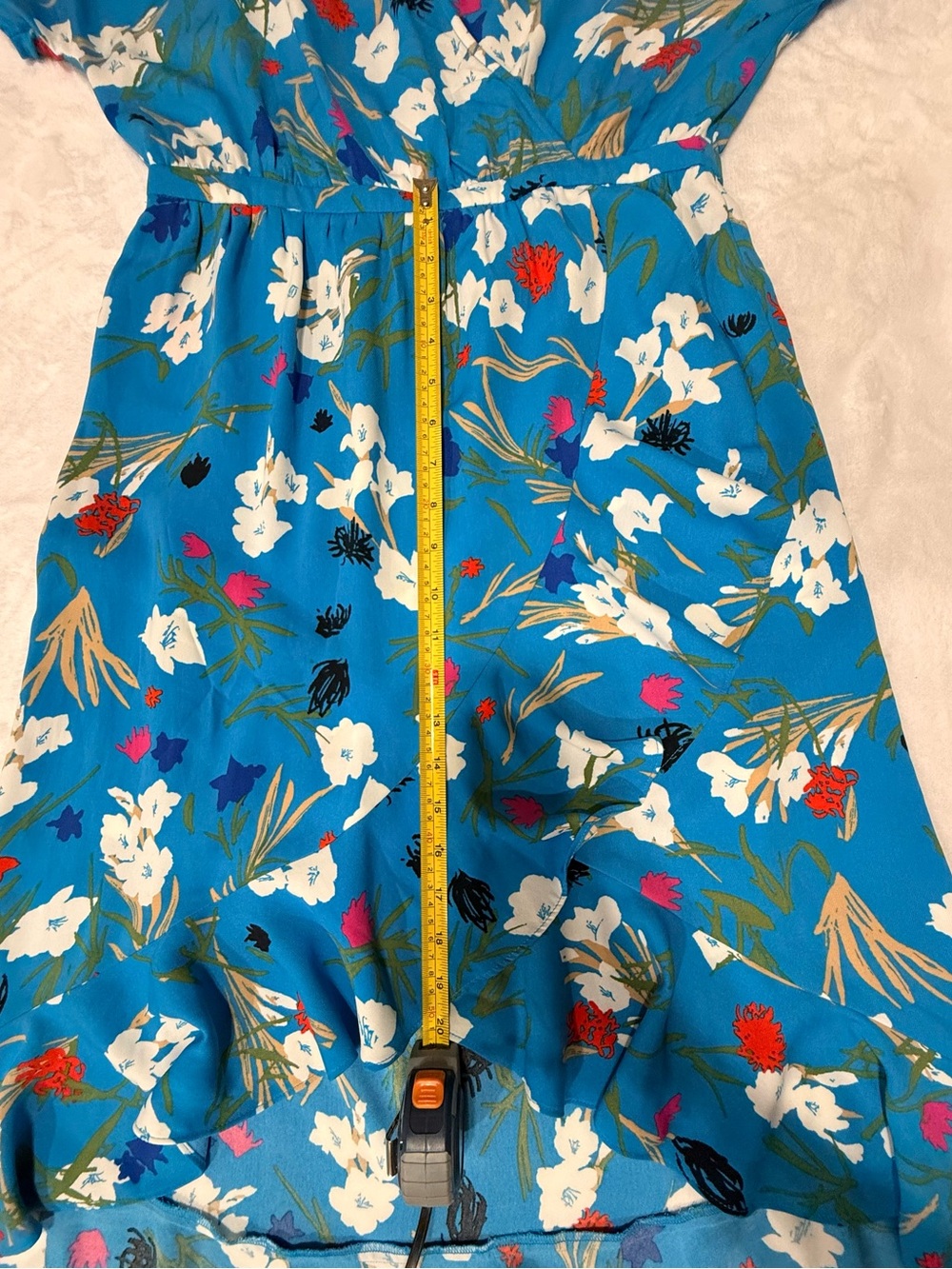 J. Crew Bright Blue Floral Wrap Midi Dress Size S fit S/M - Picture 5 of 10